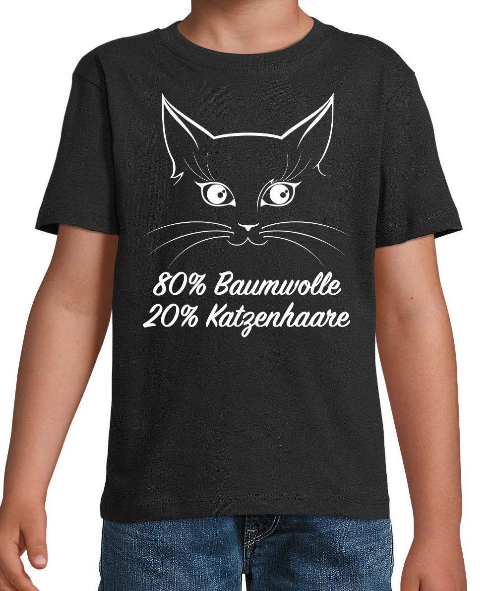 Designz Spruch Katze Kinder T-Shirt Shirt Katzenhaare Aufdruck mit lustigem Schwarz Youth