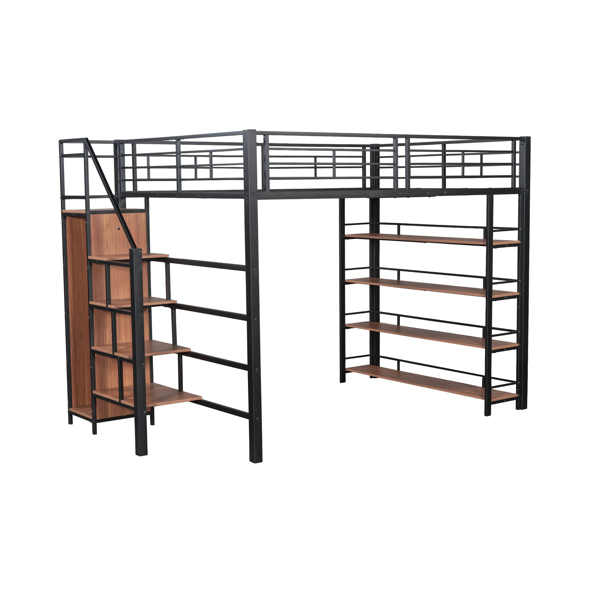 SOFTWEARY Hochbett mit Kleiderschrank und Regal günstig online kaufen