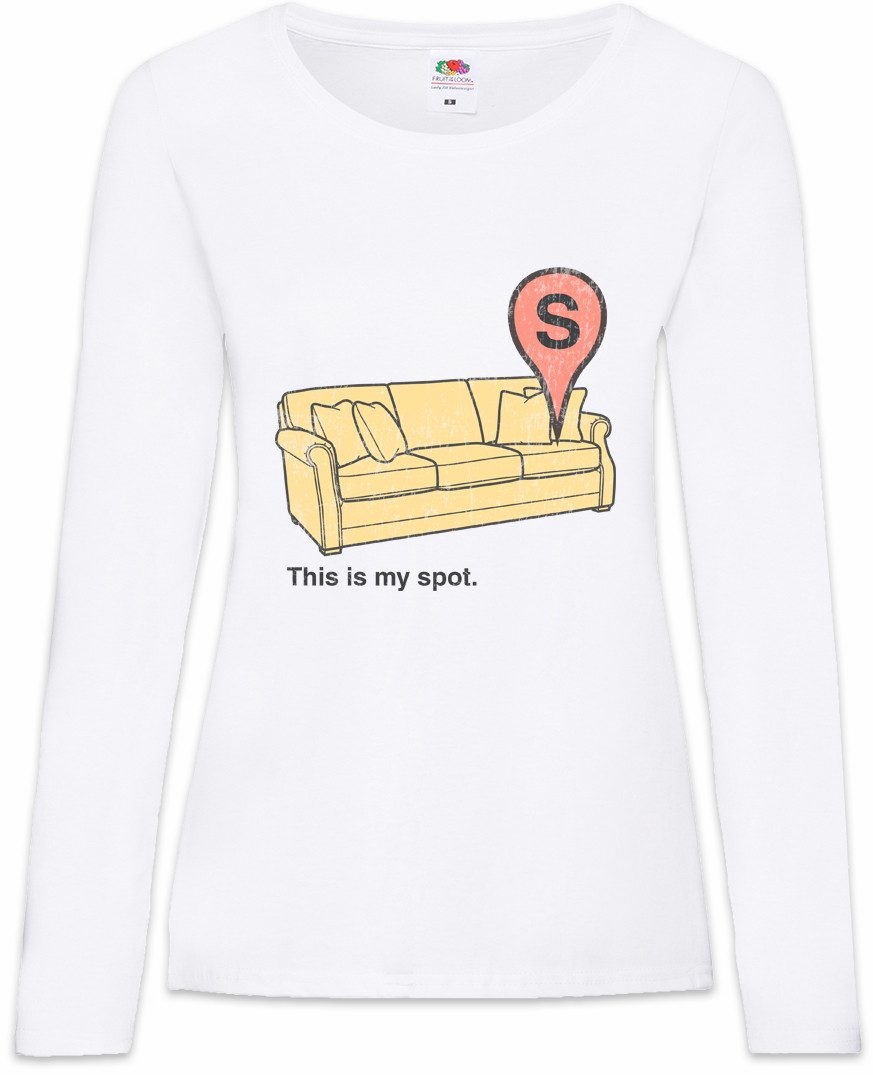 Langarmshirt This Is My Spot Damen Langarmshirt Faultier Couch Bett Schlafern Sleep