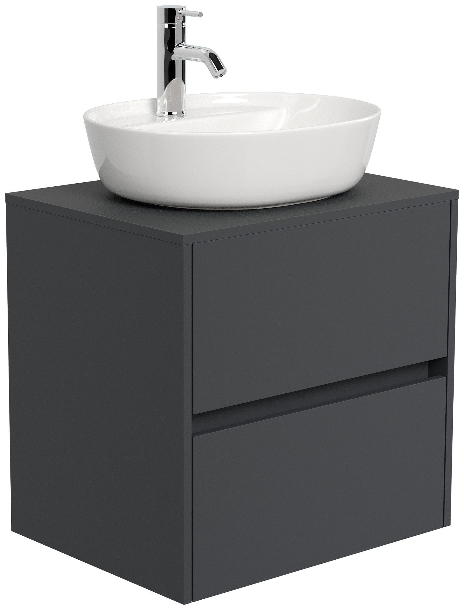 Magnolia Home Aufsatzwaschbecken Badmöbel Taifun 60cm mit ovalem Aufsatzwaschbecken grafit
