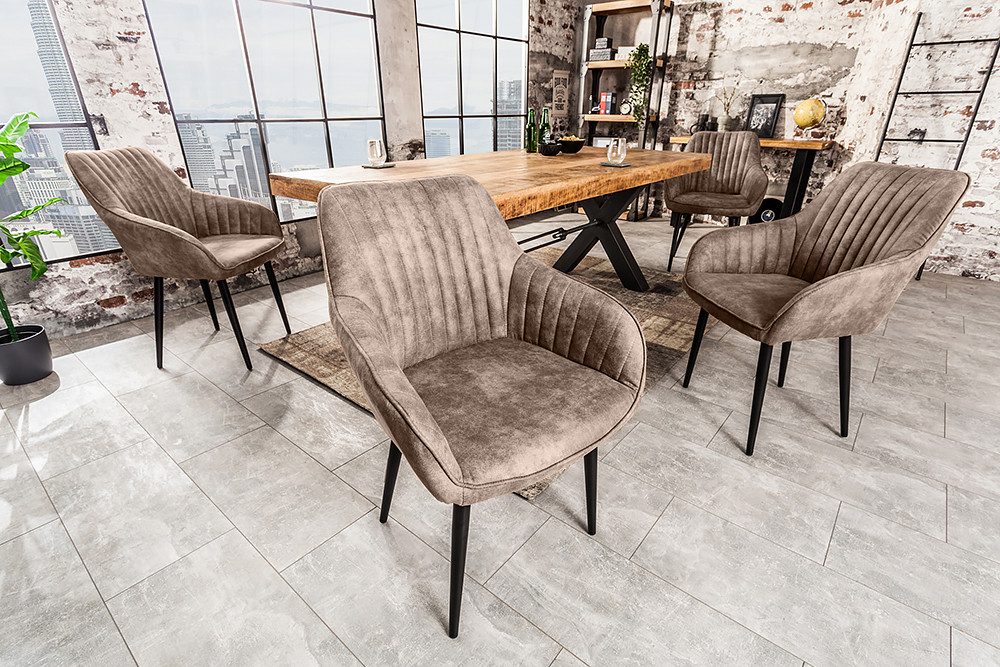 riess-ambiente Polsterstuhl TURIN vintage taupe / schwarz (Einzelartikel, 1 günstig online kaufen