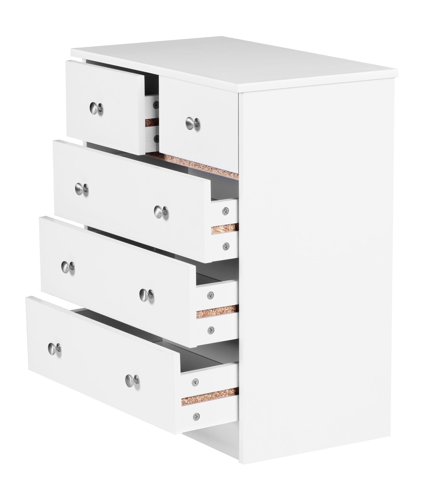 furnicato Kommode 5 Schubladen 60x70x35 cm Weiß (1 St), Stauraum-Kommode mit 5 Schubladen und Ablage für dein Esszimmer – Bild 4 von 4