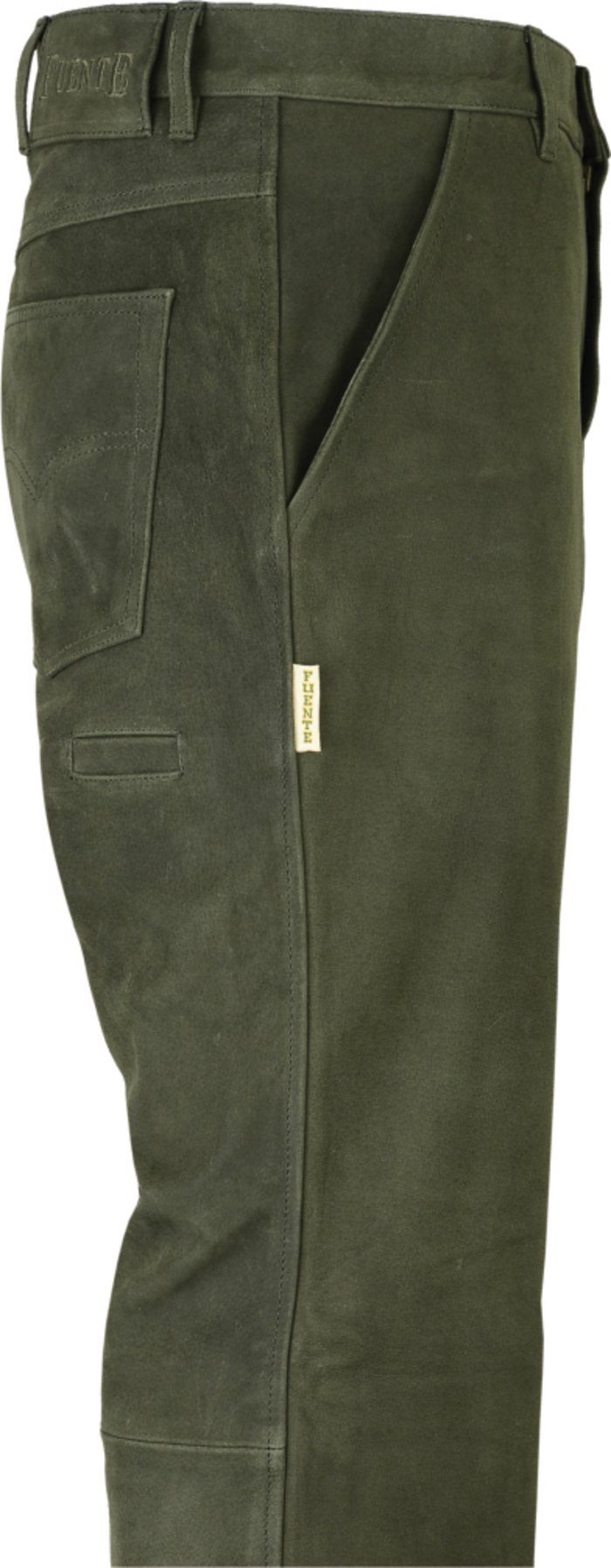 Fuente Leather Wears Lederhose Jagd Herren lang Lederjeans Olive Grün Bootcut – Bild 2 von 3