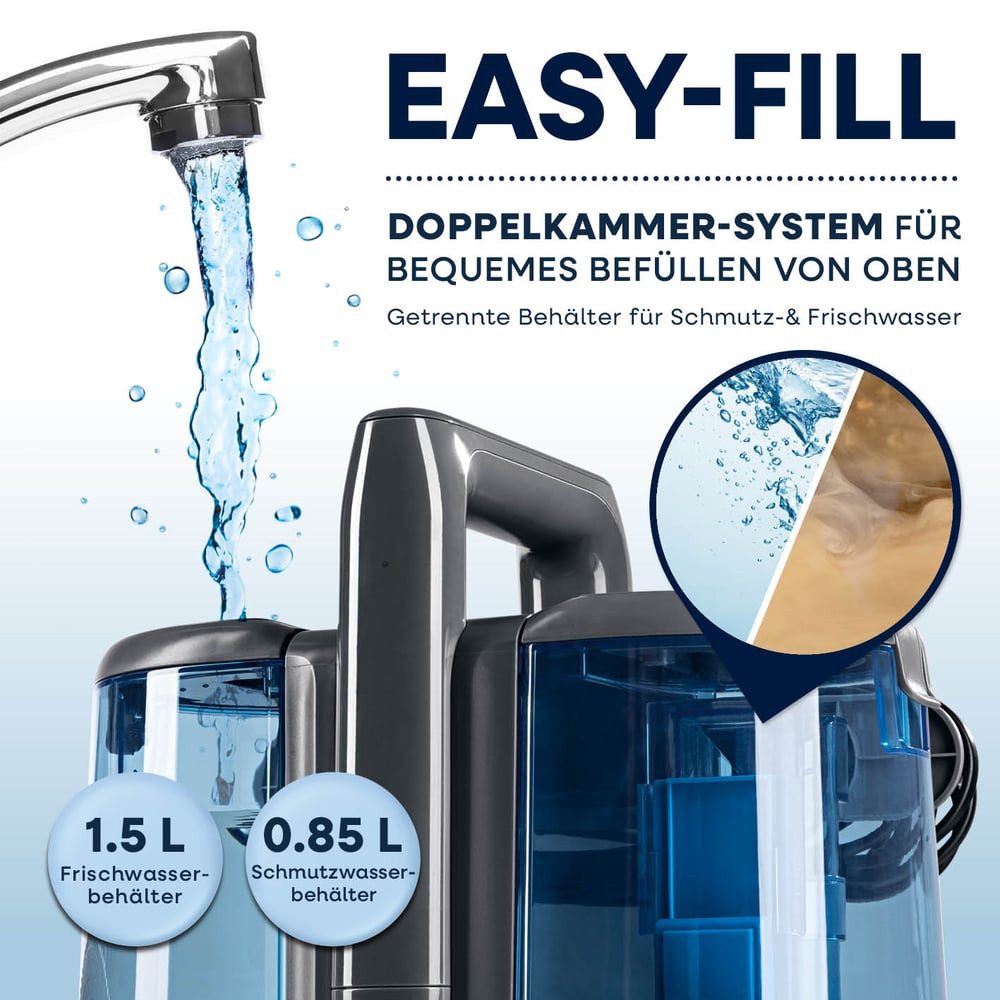 CLEANmaxx Teppichreinigungsgerät Polster und Teppichreiniger Pro Power, 600W, 600 W, 3in1: sprühen, bürsten, saugen mit Frisch- & Brauchwassertank