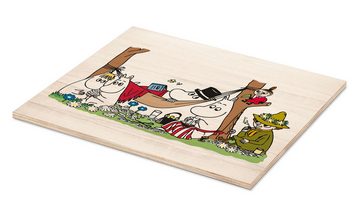 Posterlounge Holzbild Moomin, Die Mumins - Familienbande, Kinderzimmer Illustration