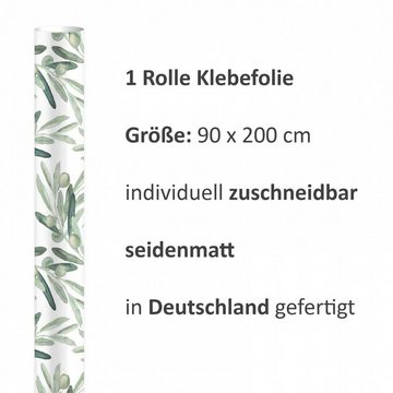 nikima Wandtattoo KF-03 selbstklebende Folie Oliven Zweige – Floral (PVC-Folie), 2 x 0,9 m selbstklebende Folie