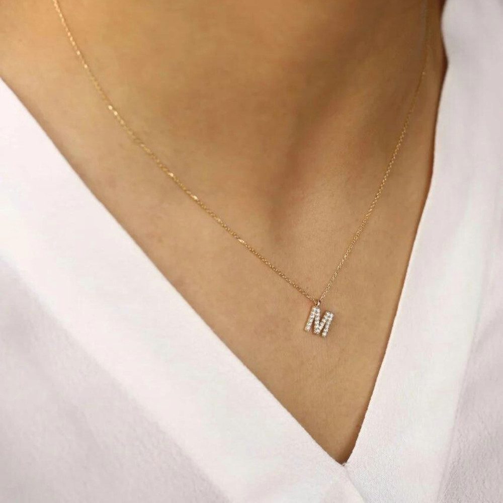 OTANTO Kette mit Einhänger Zirkonia Buchstaben Initial Halskette aus 925er Silber