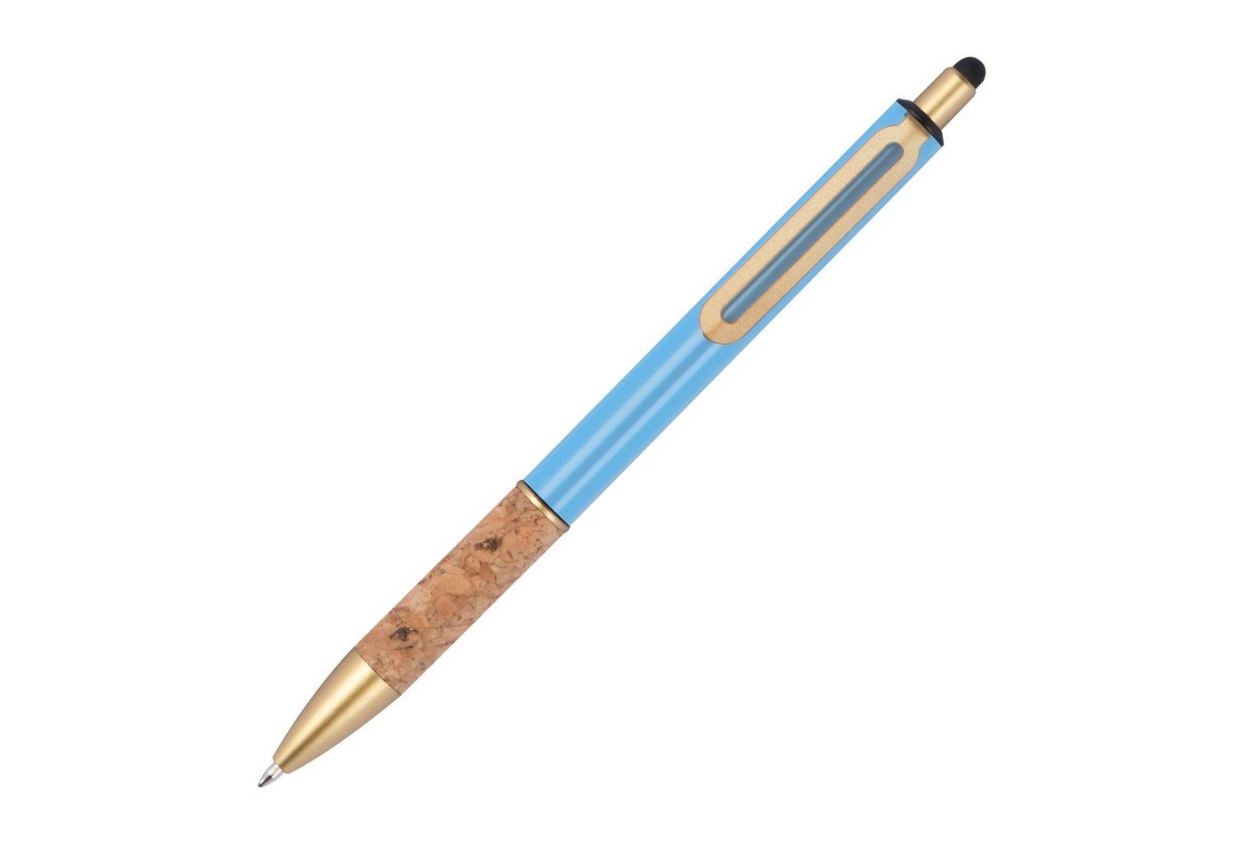 Thumbnail - Macma Kugelschreiber 10 Touchpen Metall-Kugelschreiber mit Korkgriffzone / Farbe: hellblau