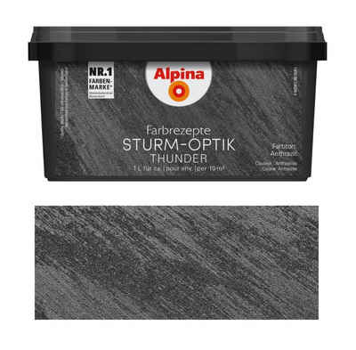 Alpina Wandfarbe 1 Liter Quarzsand Sturm-Optik Thunder Anthrazit