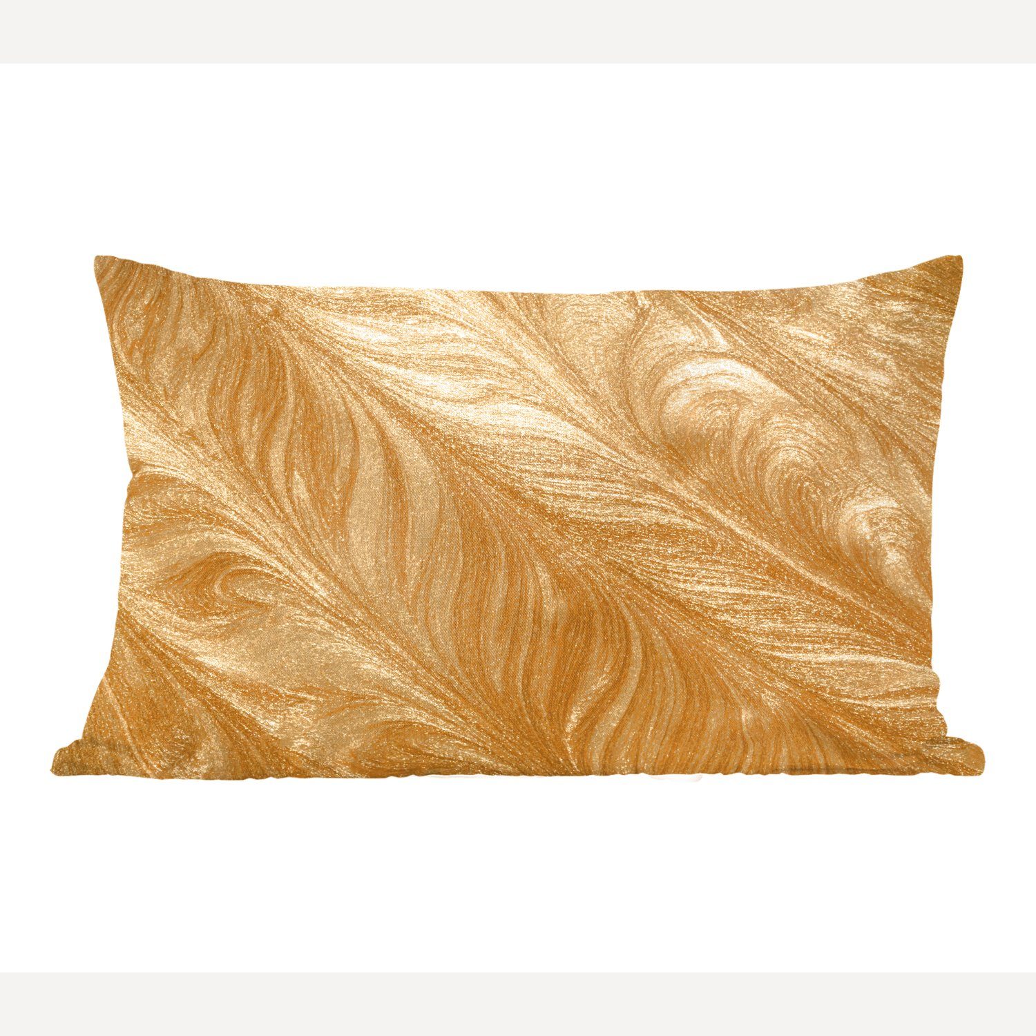MuchoWow Dekokissen Goldene Federn Schlafzimmer Wohzimmer Dekokissen mit Textur, Dekoration, Zierkissen, Füllung