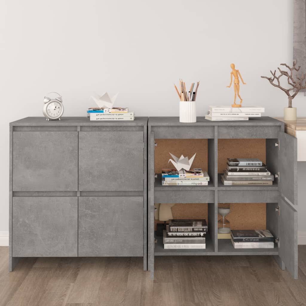 vidaXL Sideboard Sideboards 2 Stk Betongrau 70x41x75 cm Spanplatte