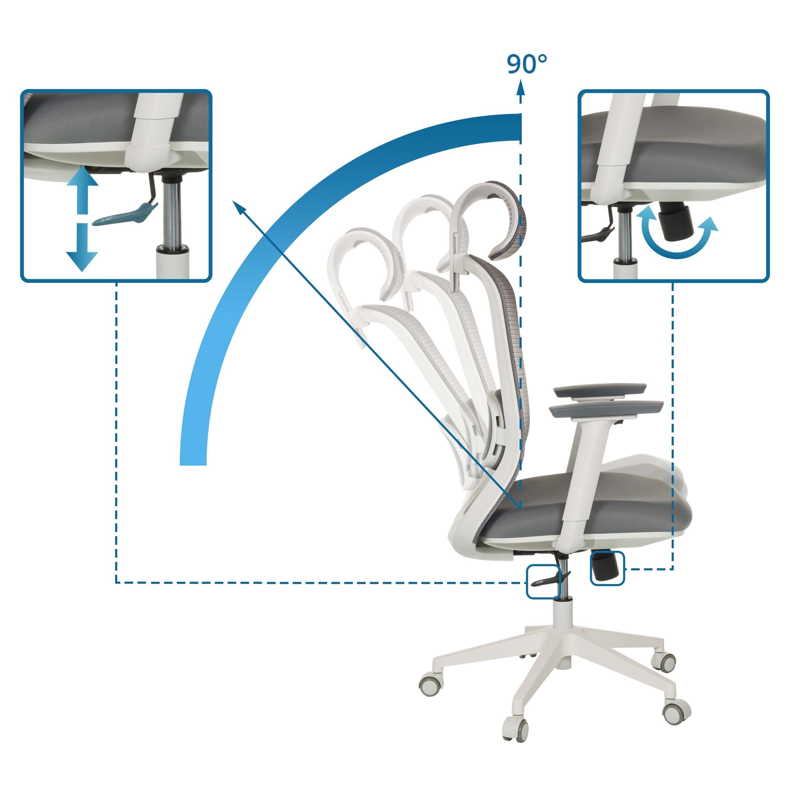 hjh OFFICE Drehstuhl Profi Bürostuhl Mikeo G Stoff / Netzstoff (1 St), Ergonomischer Chefsessel, Schreibtischstuhl höhenverstellbar