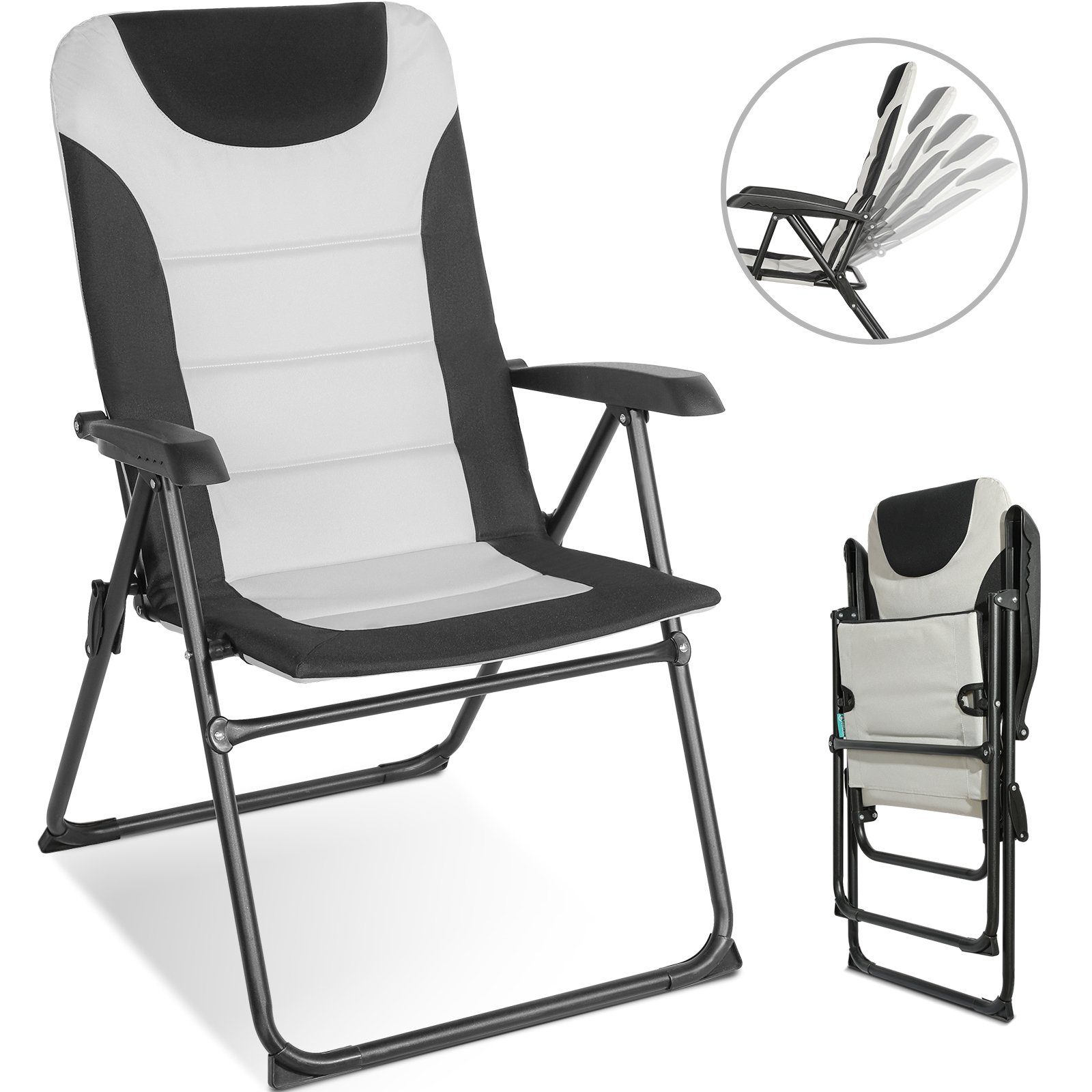 HOMECALL Campingstuhl Gartenstuhl Anglerstuhl Faltsessel Klappstuhl für Wohnwagen Outdoors (1 St), 5 fach Verstellbarer Rückenlehne, Hochlehner, Gepolsterter, bis 150kg