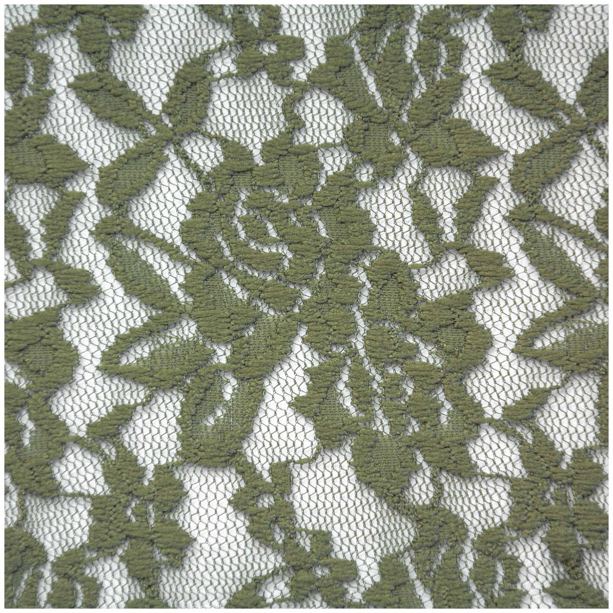maDDma Stoff Spitzenstoff elastisch Meterware 145cm breit Blumenmuster 145g/m², oliv