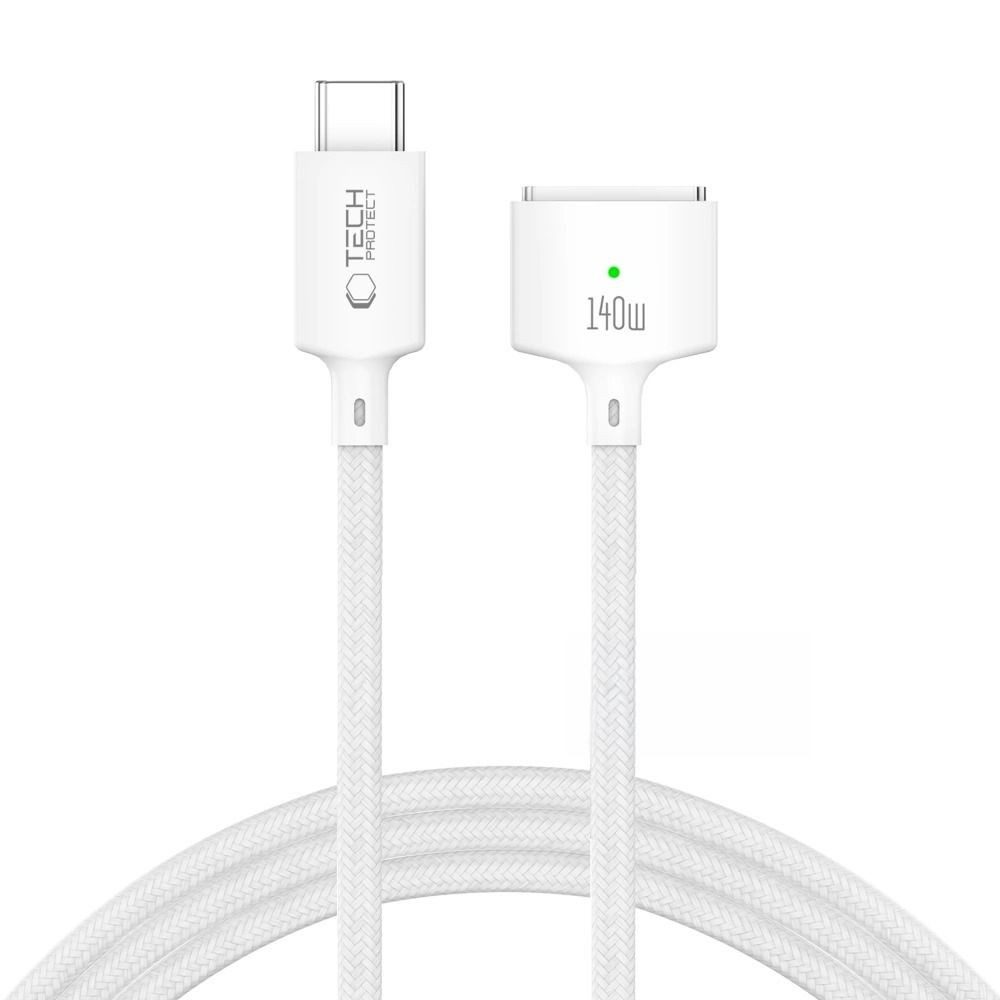 TECH PROTECT Magnetladekabel Schnellladekabel Notebookkabel magnetisches Ladekabel, USB-C, MagSafe 3 (300.0 cm), magnetisch, 140 W, 300 cm, Geflechtmantel