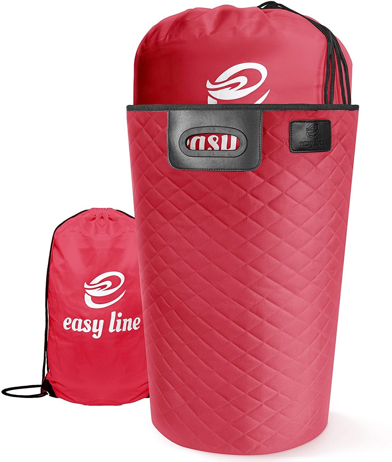 Easy line® Wäschekorb Faltbarer Aufbewahrungskorb der ideale Wäschesortierer, 65 Liter, Faltbar, mit Wäschesack, XXL 35cm 35cm 60cm Rot