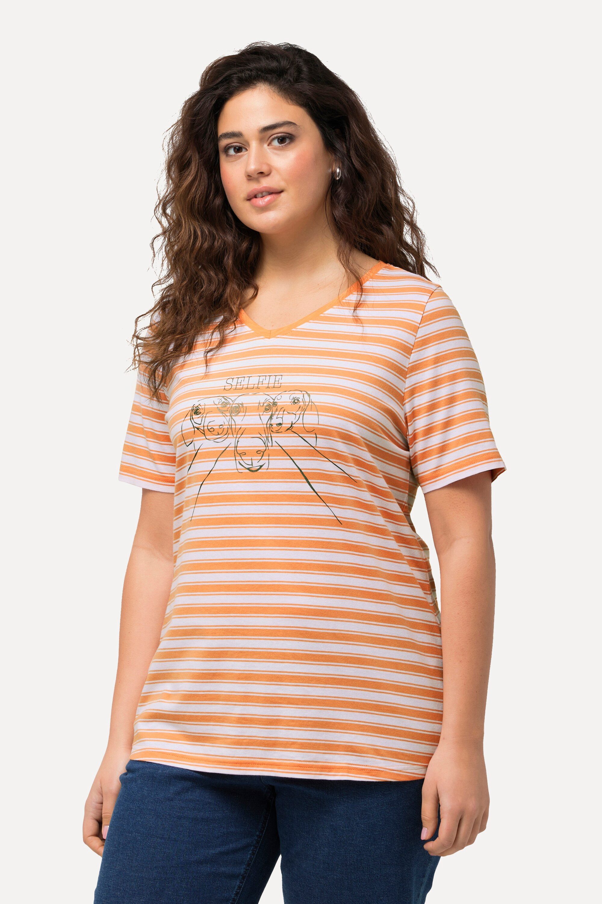 Ulla Popken T-Shirt T-Shirt Ringel Metallic-Tiermotiv günstig online kaufen