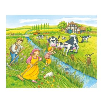 goki Würfelpuzzle Würfelpuzzle Jahreszeiten auf dem Bauernhof 57839, 12 Puzzleteile, Anzahl der Motive: 6