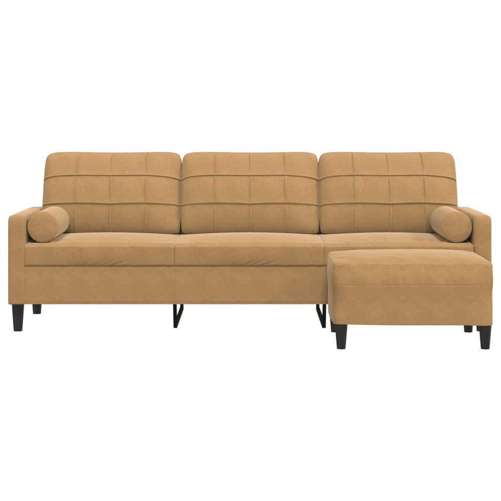 vidaXL Sofa 3-Sitzer-Sofa mit Hocker Braun günstig online kaufen