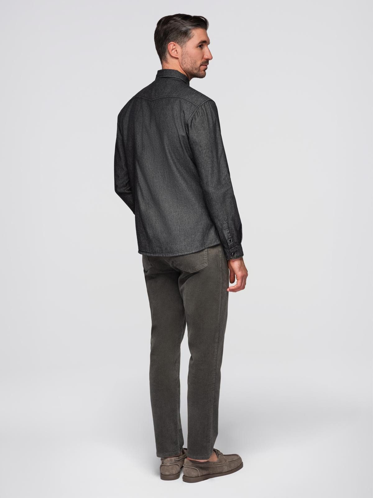 OMBRE Langarmhemd Jeanshemd mit Druckknöpfen und Brusttaschen
