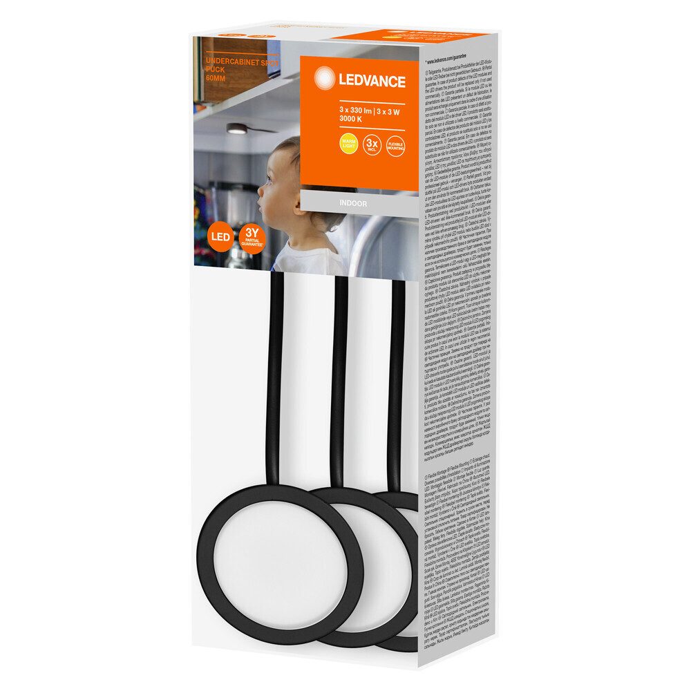 Ledvance LED Schrankinnenraumbeleuchtung 3-flammig, Einbau, 3W, warmweiß, 250lm, warmweiß