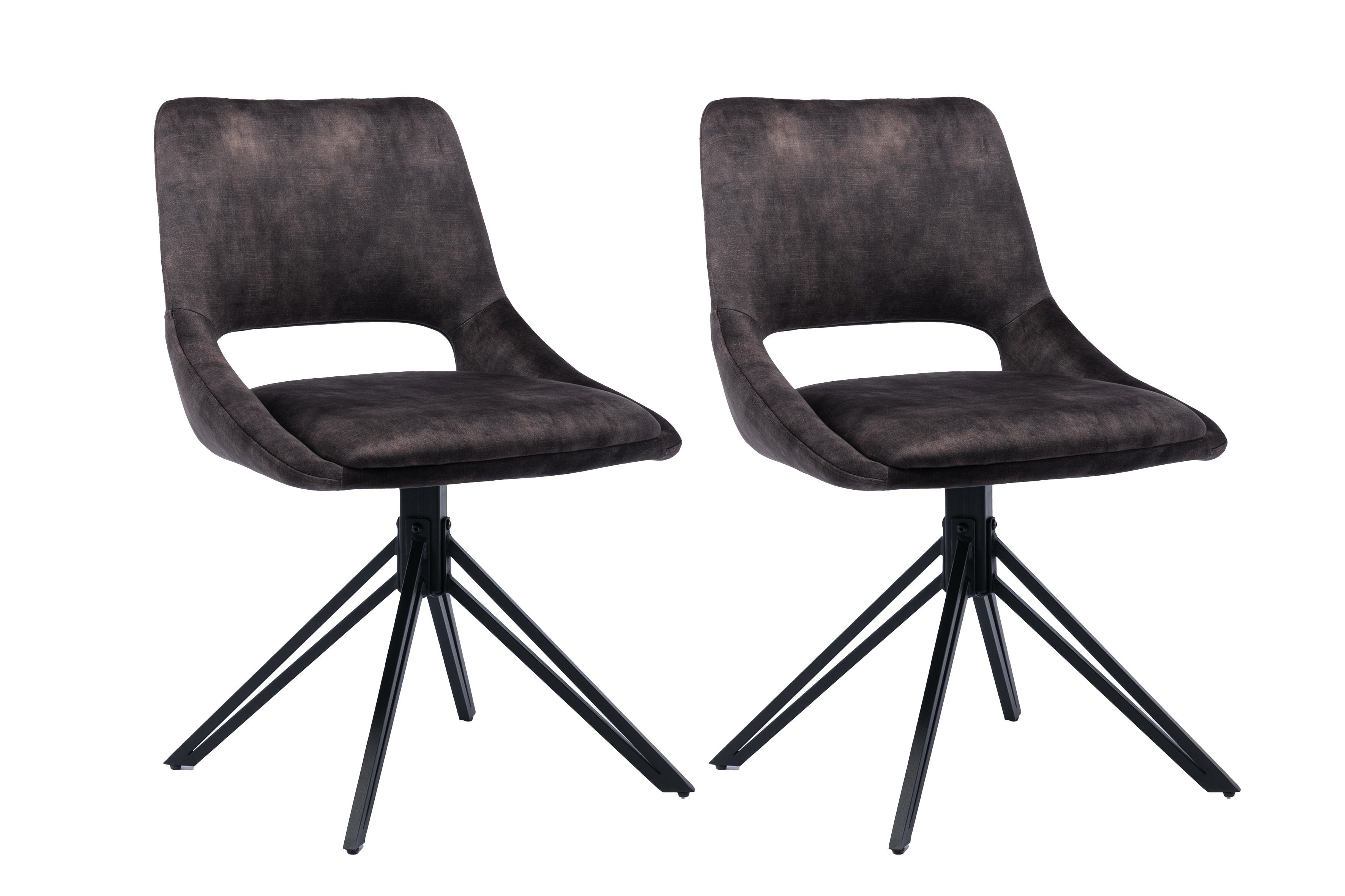 aus in Stoffen drehbare Sitzschale, byLIVING verschiedenen ESMA Metall, Esszimmerstuhl (2er-Set), 360° Beine anthrazit