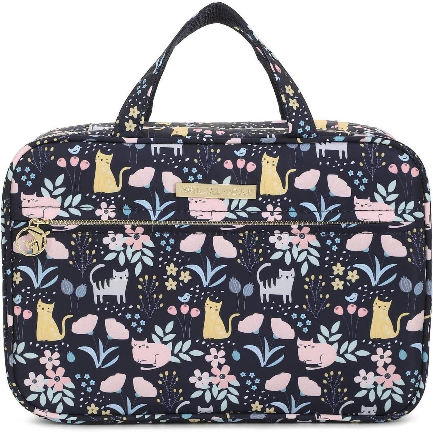 Kulturbeutel Kulturbeutel Wasserdicht Kosmetiktasche Damen Cat Marineblaue Katze