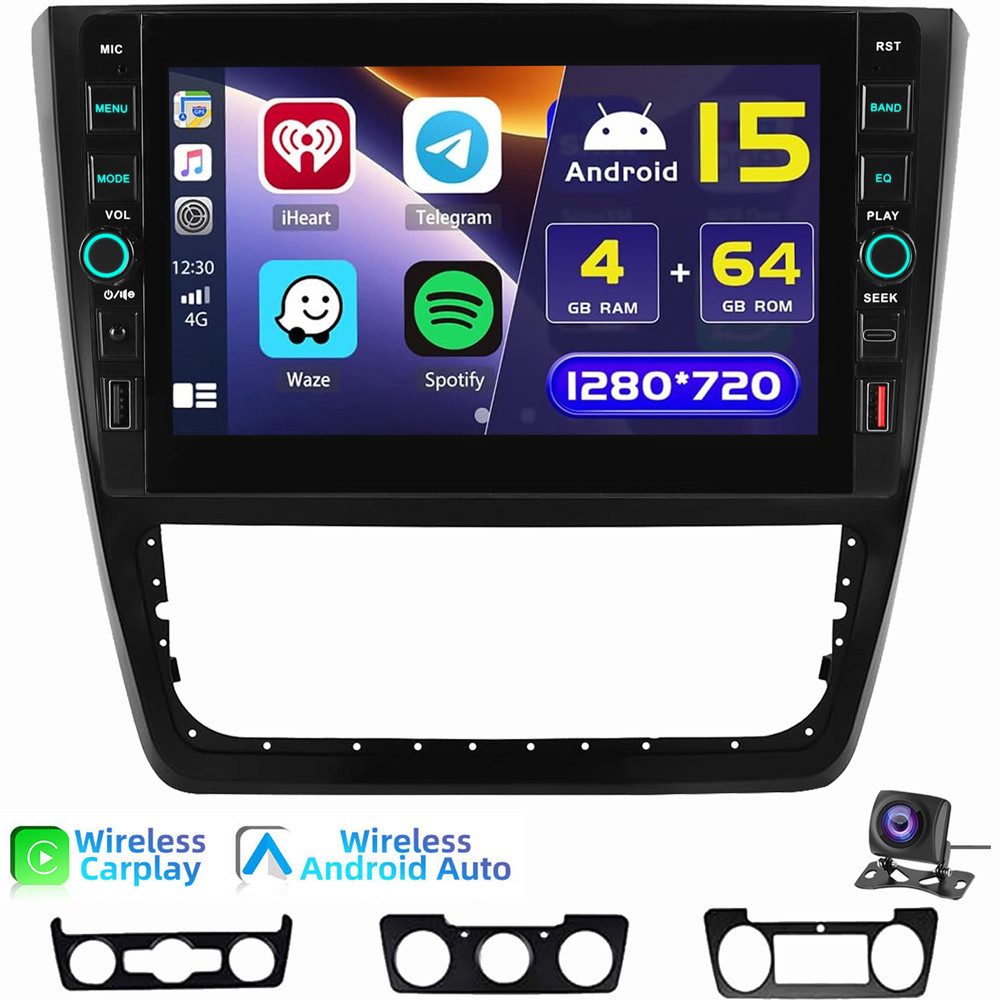 ESSGOO Für Skoda Yeti 5L 2008-2013 Apple Carplay Android 15 USB Type-C Autoradio (RDS, Digitalradio (DAB), FM, AM)