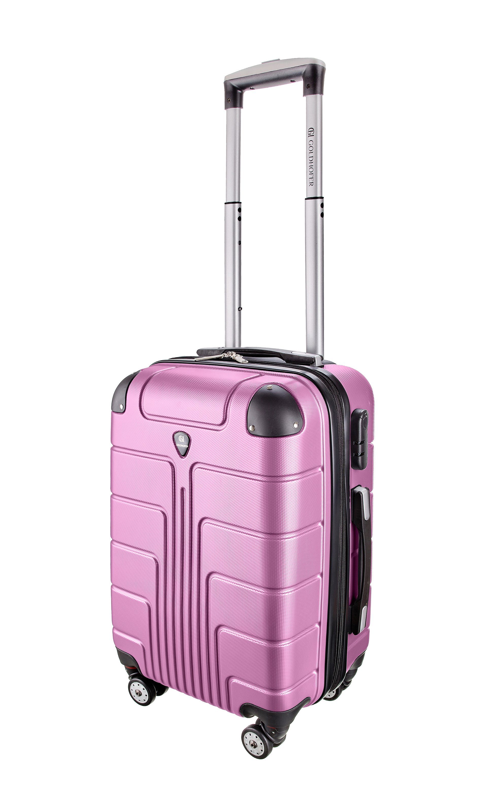 3 Material Kofferset Wasserabweisend Farben (Set, Modelle Außen Pink & V1 verschiedene in 360° Größen TLG), - ABS mit Goldhofer Leichtlaufrollen, 3