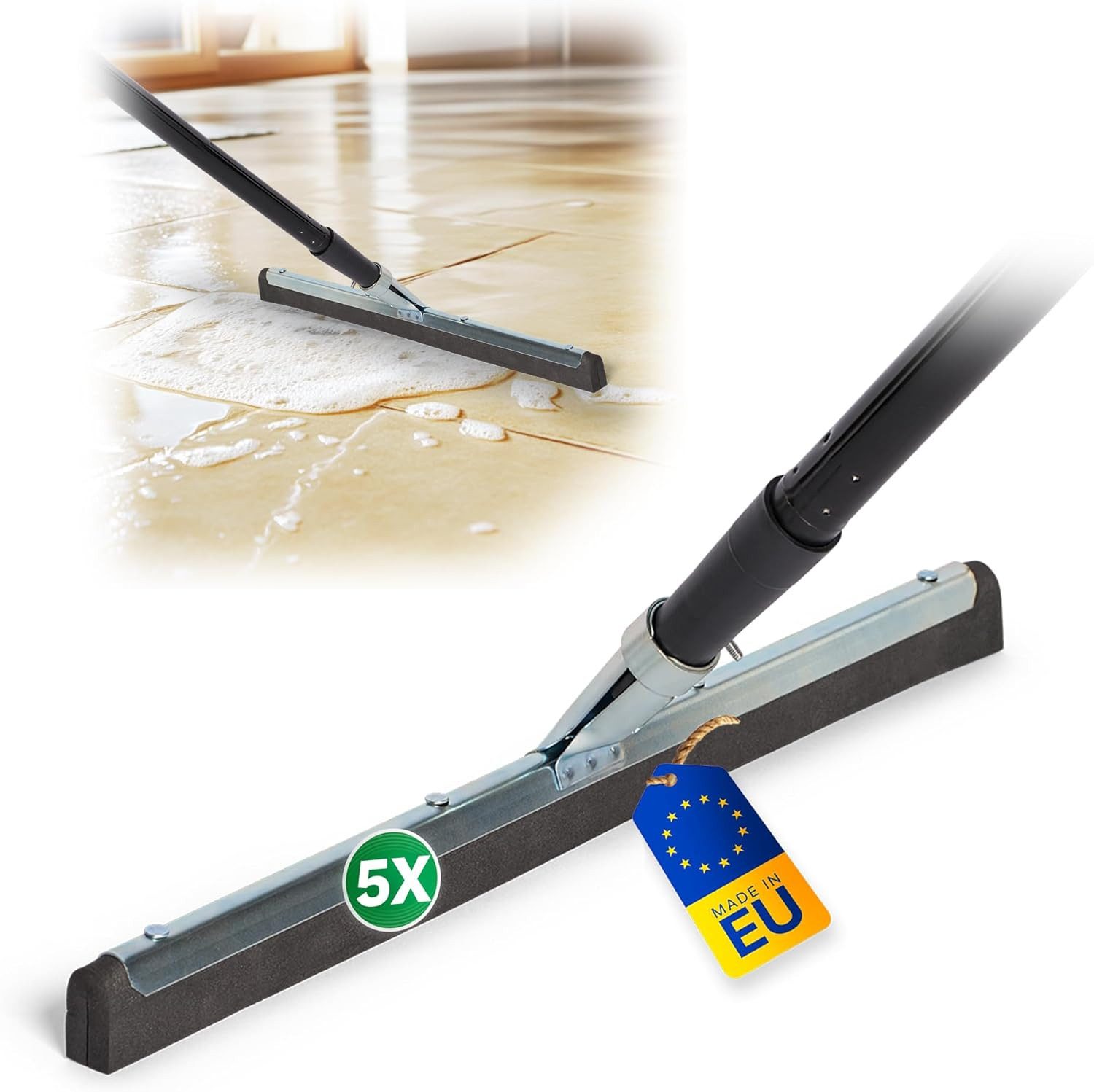 Novaliv Kehrgarnitur 20390-30656-20392-5x, (5-tlg), Novaliv 5X Wasserabzieher Boden Dusche 45 cm Auto mit 137 cm Stiel Dus