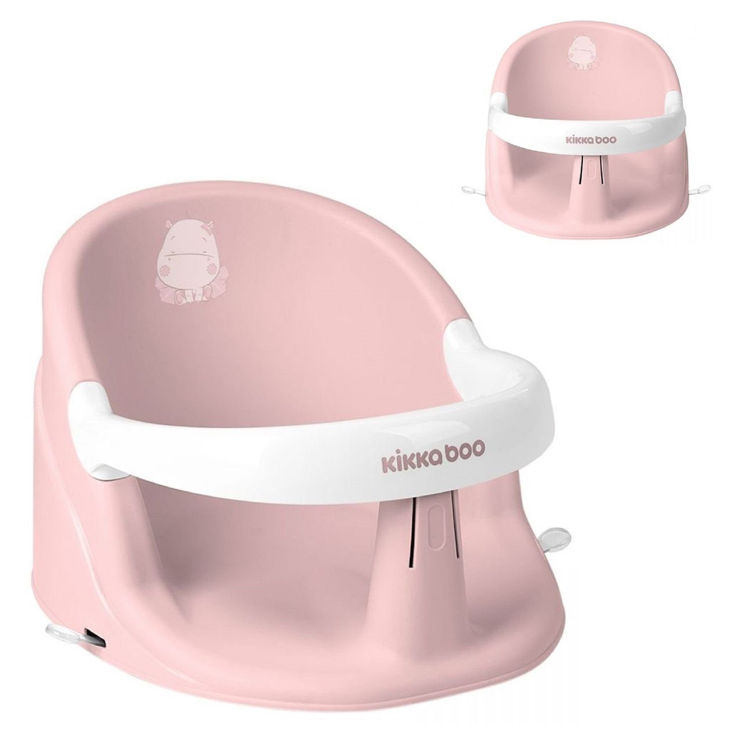 Kikkaboo Badesitz Baby Badewannensitz Hippo, rutschfest ergonomische Form Bügel abnehmbar rosa | Babybadewannensitze