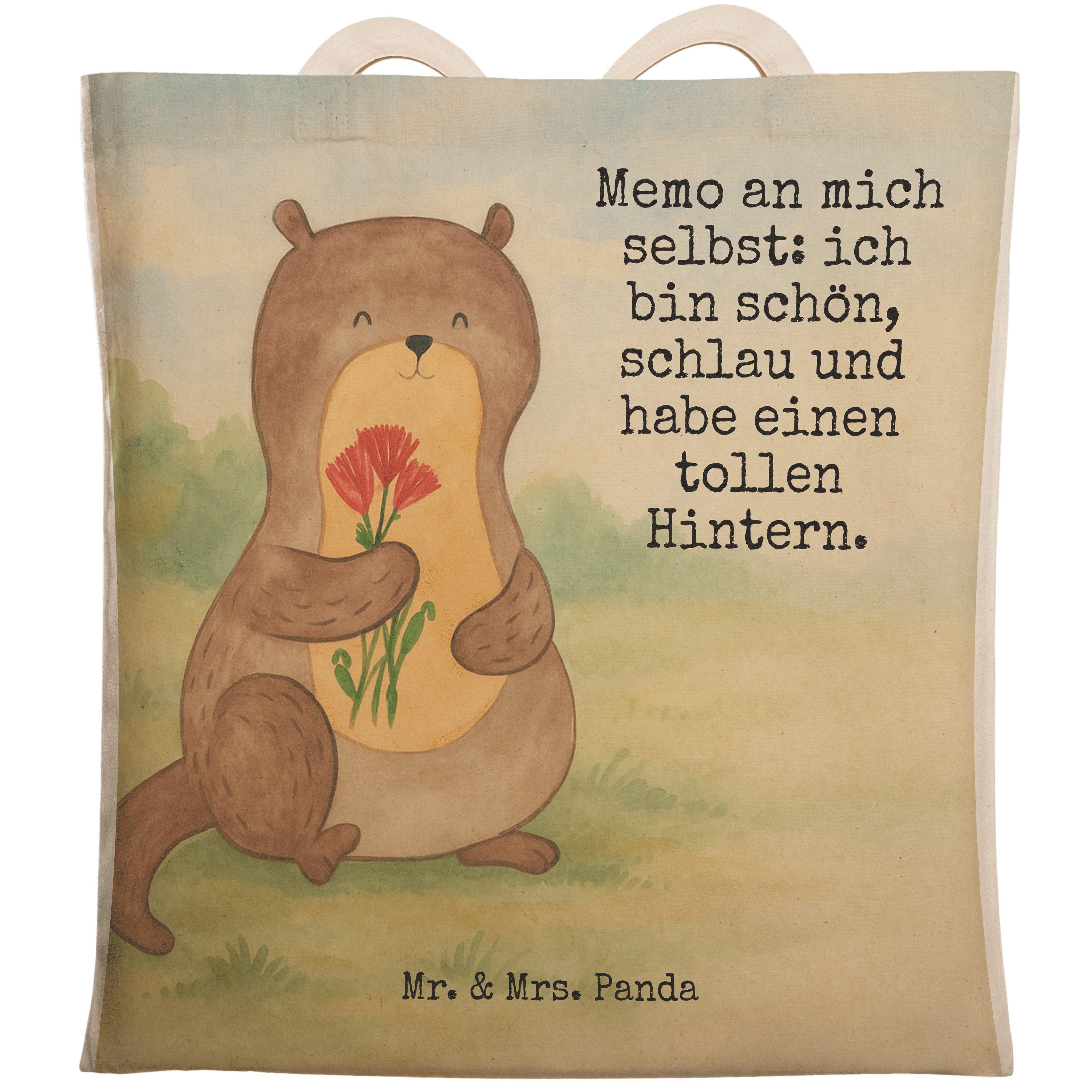 Tragetasche Otter Blumenstrauß Design, einkaufsshopper, Weiß, Selbstliebe, Süß, T