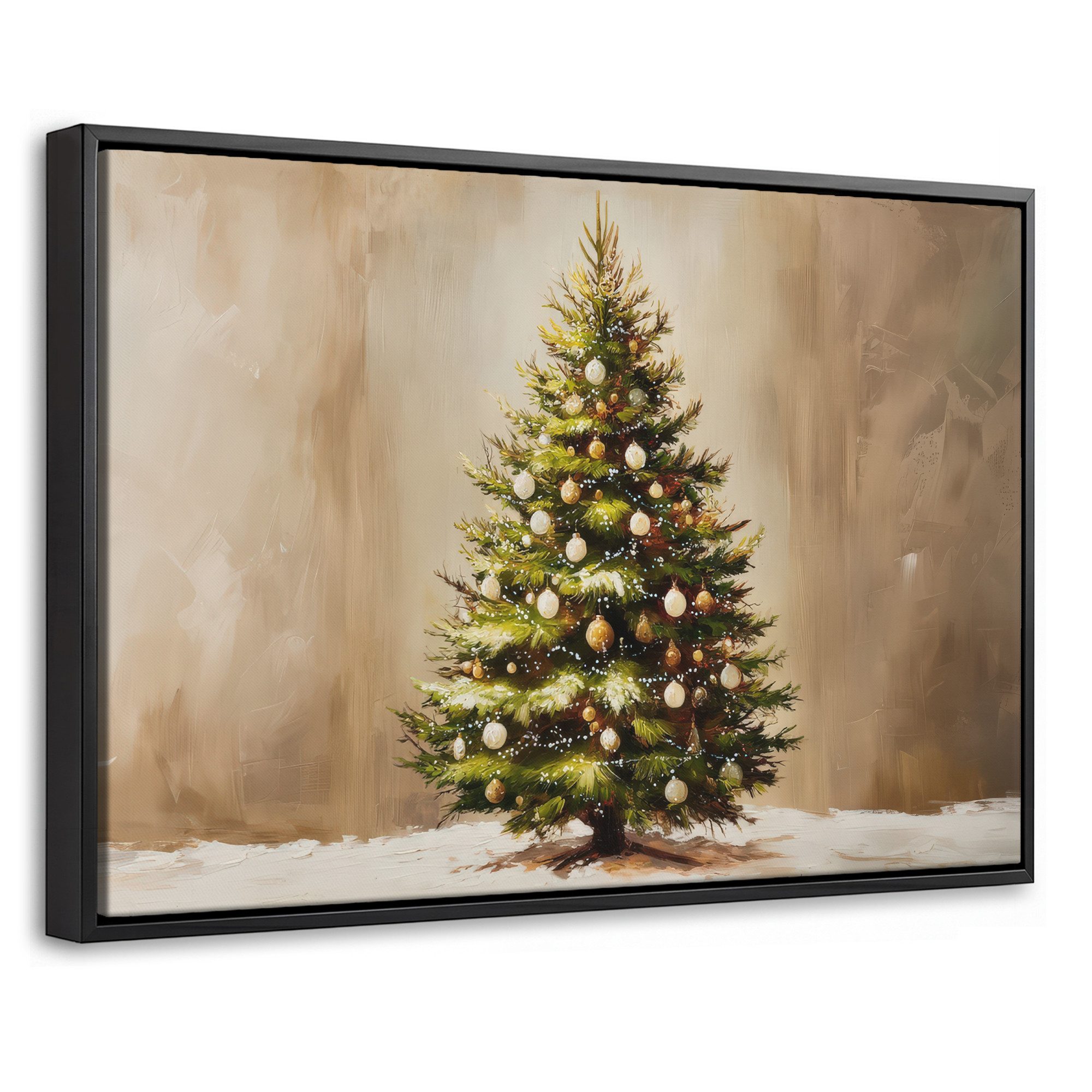 OneMillionCanvasses® Leinwandbild mit Rahmen - Weihnachten - Atmosphäre - Grün, Fotodruck (1 St), Bilder, Zimmer Wand Bild Dekoration 30x20cm