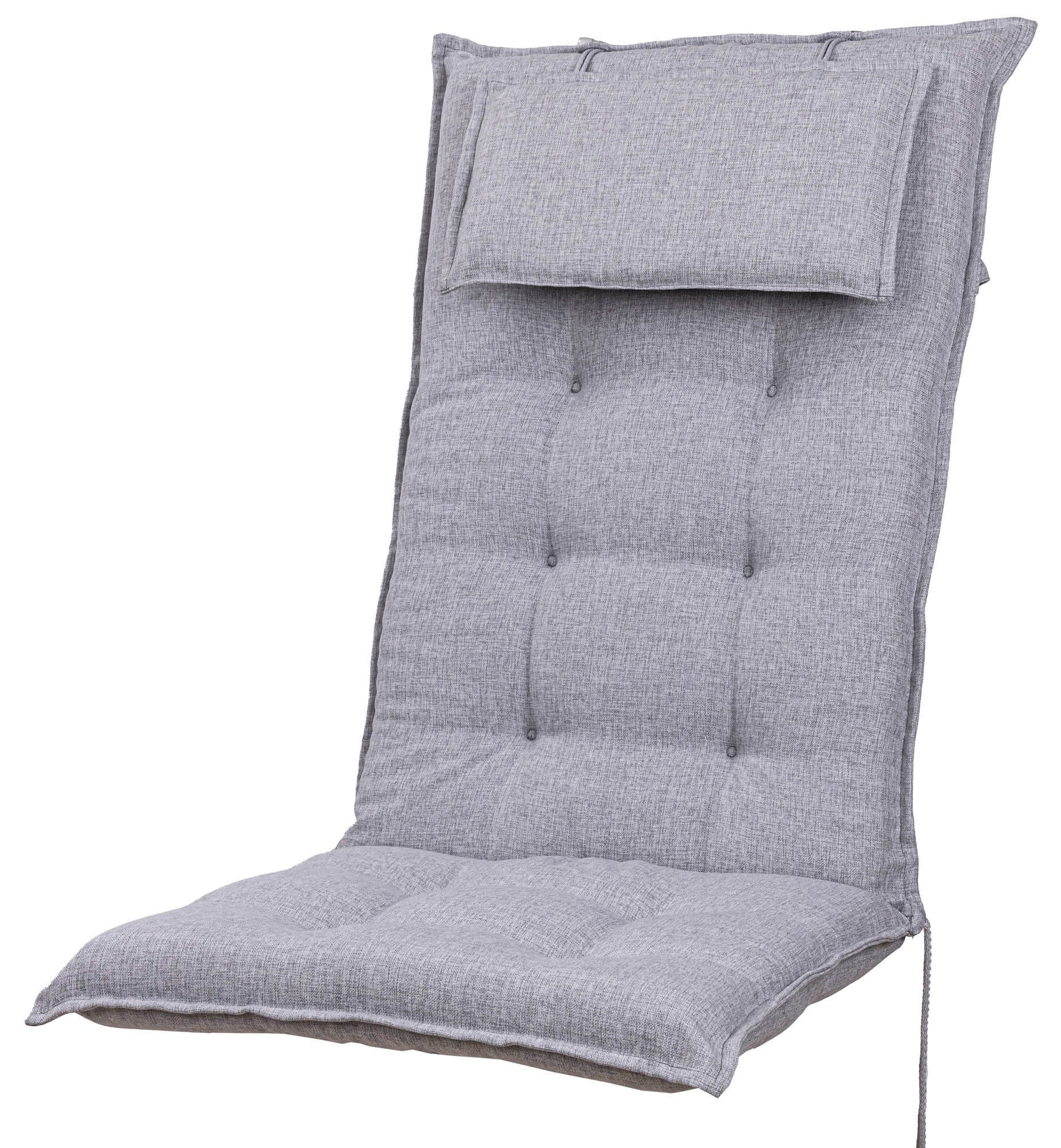 Sun Garden Hochlehnerauflage Hochlehner Sylt 50148-720 hellgrau meliert 120x50x9 cm Sun Garden, (1 St), Eckhaltebänder mit Bindebändern