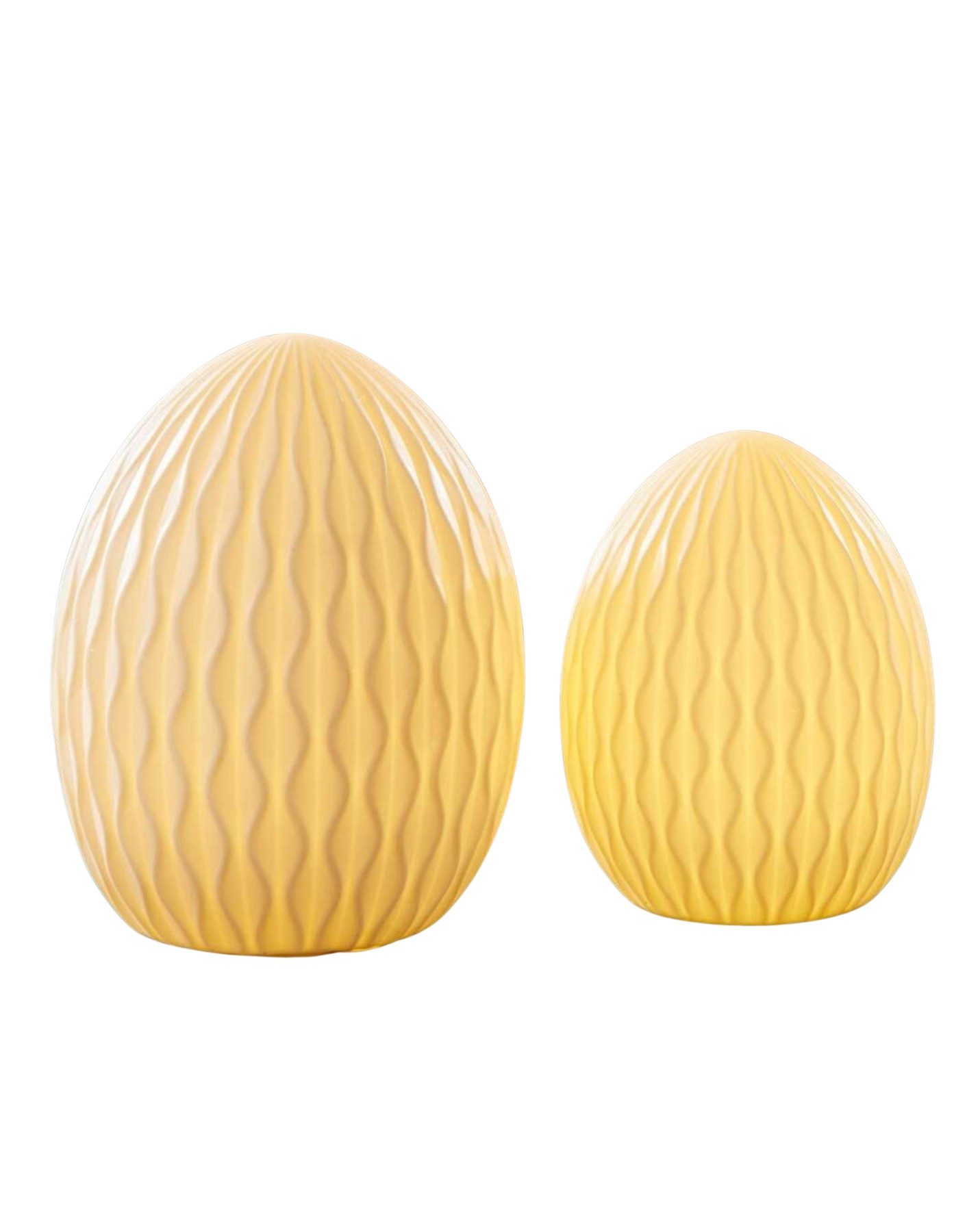 Dekoleidenschaft LED-Dekofigur "Osterei" aus Porzellan, weiß, 11 + 14 cm hoch, Leuchtdeko, Osterdeko (2 St., im Set), Porzellanfigur beleuchtet