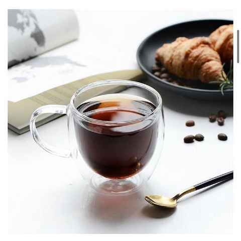 ZELLERFELD Teeglas 2 x Teegläser Kaffeegläser mit Henkel Doppelwand 250ml ideal für Tee, Kaffee, Kakao, Cappucino Heat-Resistant Glass