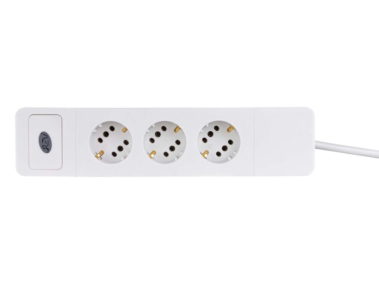 REV Mehrfachsteckdose 3-fach (Anschraubbar, Kabellänge 1.4 m), Steckerleiste 3fach Verlängerung Steckdosenerweiterung Zwischenstecker
