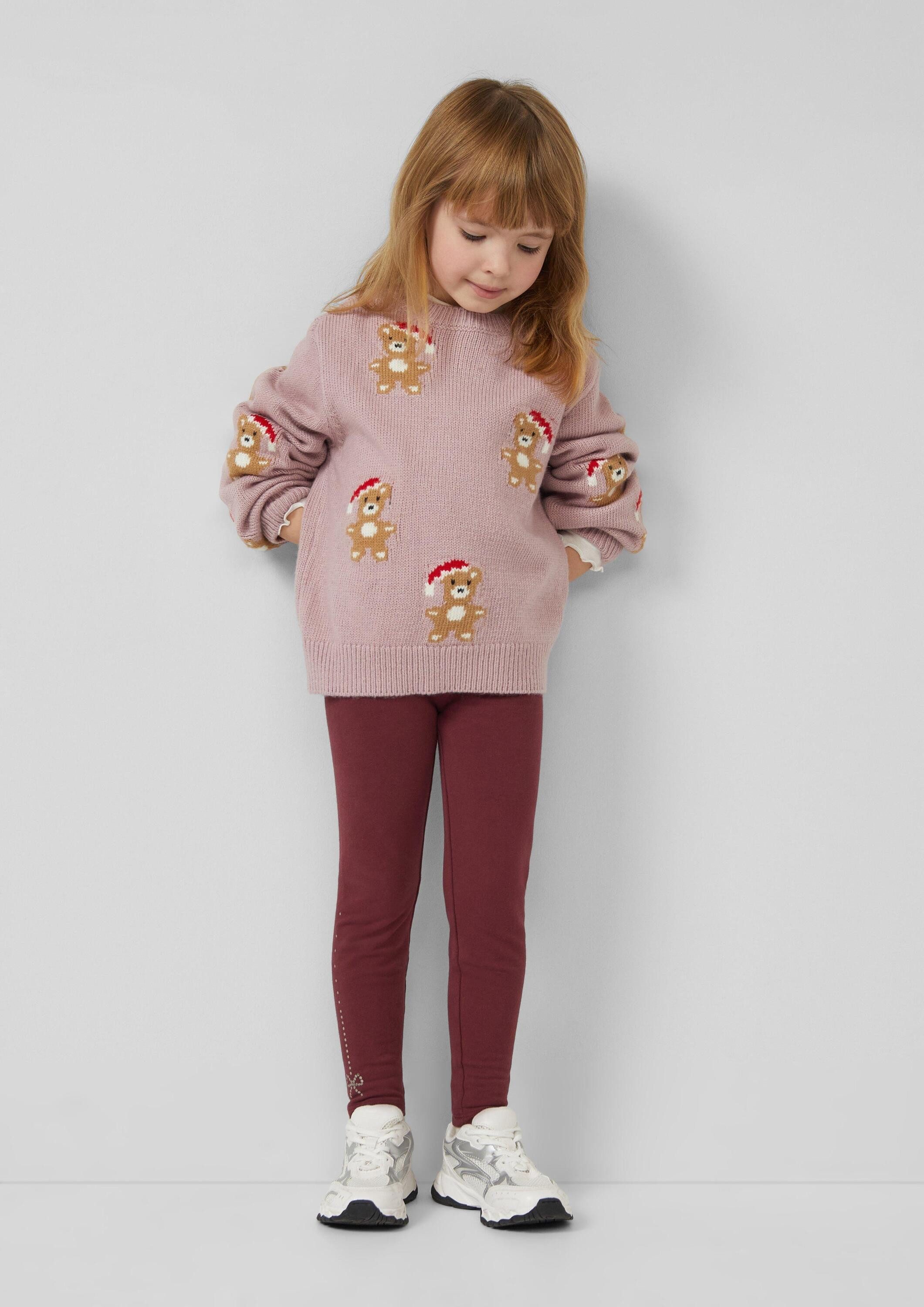 s.Oliver Leggings Leggings Kuschlige Leggings mit Glitzerbund und Artwork