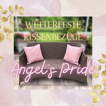 Kissenbezüge Wetterfeste Kissenbezüge in Flecht-Optik für Gartenlounge & Terrasse, Angel's Pride (1 Stück), mit verstecktem Reißverschluss gearbeitet