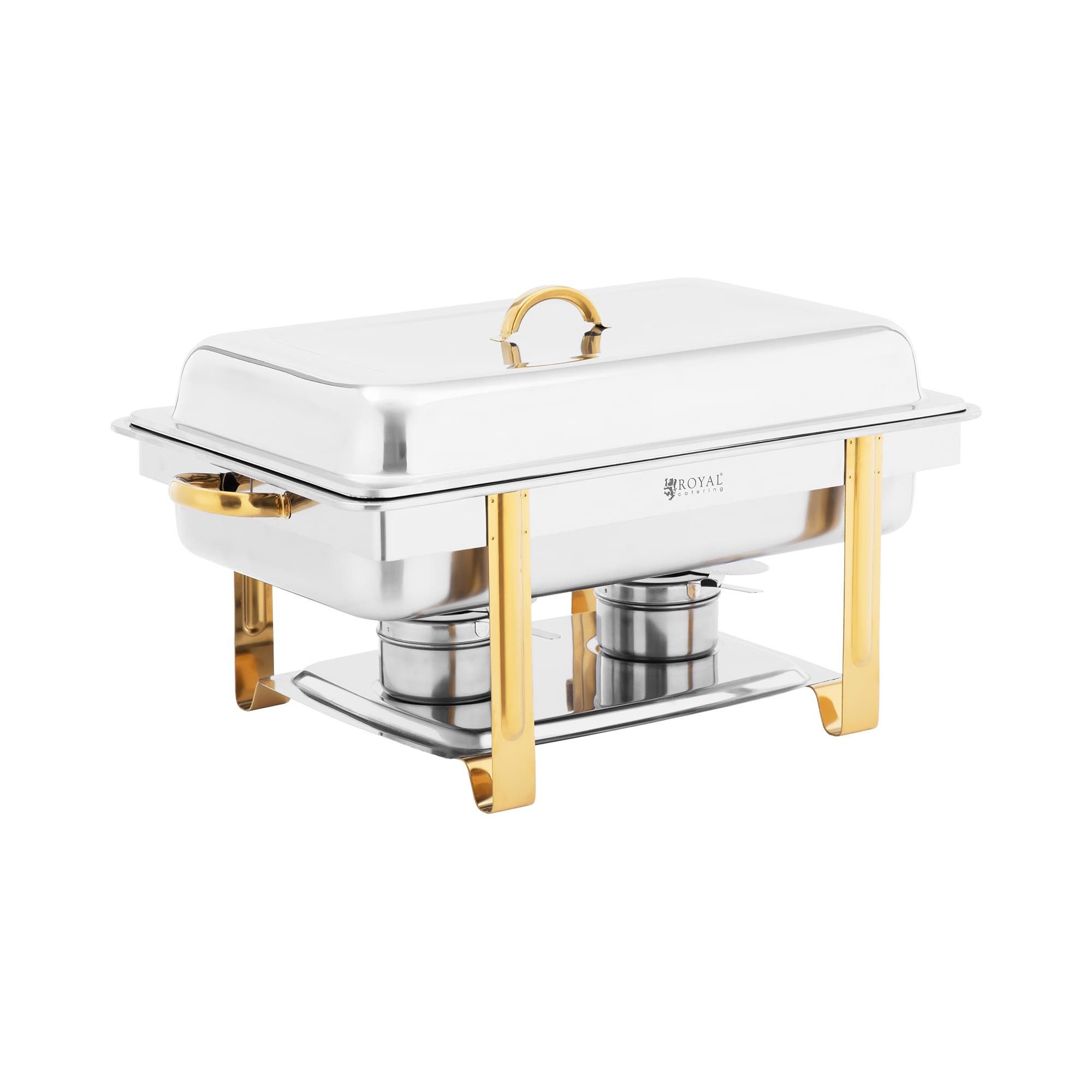 Royal Catering Speisenwärmer Chafing Dish GN 1/1 Warmhaltebehälter 9L Wasserbad 2 Brennstoffzellen