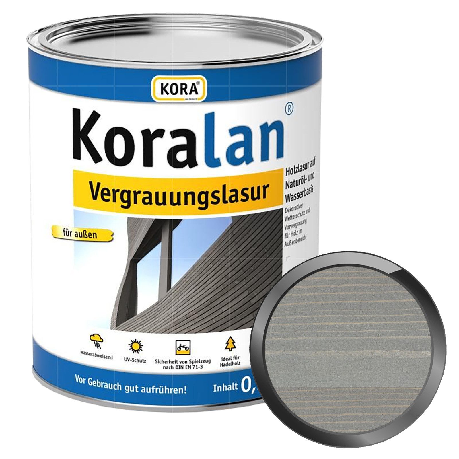 KORA Holzschutzlasur Koralan Vergrauungslasur - 0.75 Ltr