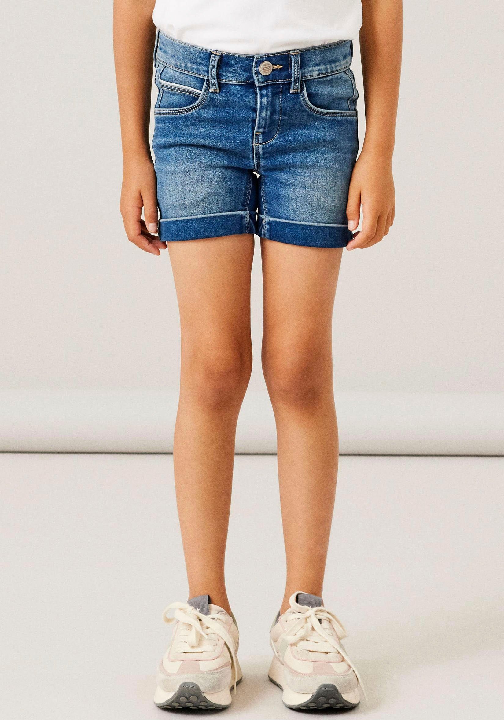 DNM mit medium Name It blue SHORTS Shorts SLIM Umschlagsaum NKFSALLI