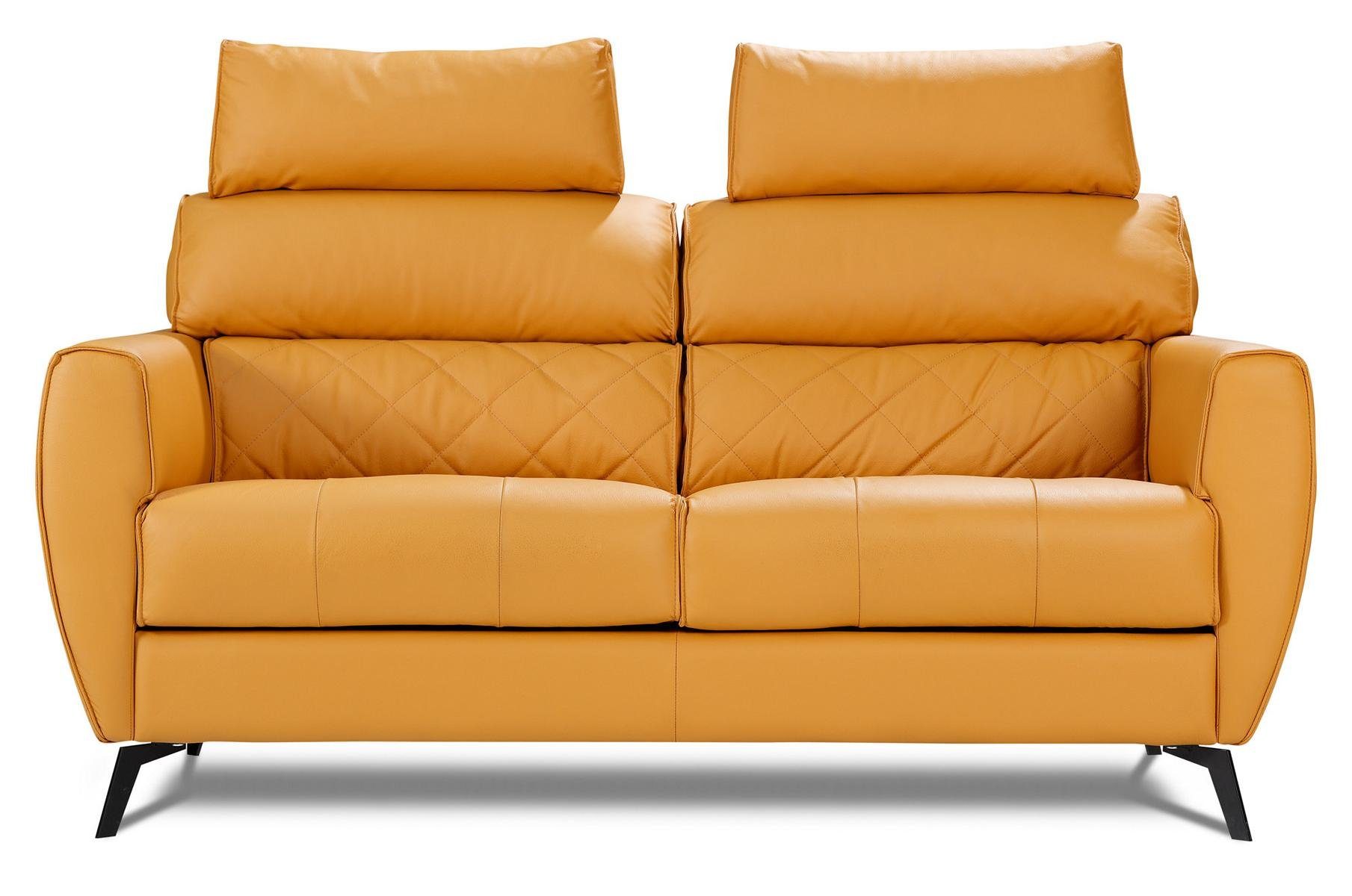 JVmoebel Wohnzimmer-Set, Leder Design Couch Gelb Garnituren Polster 2+1+1 Kunstleder Sitz Sofa