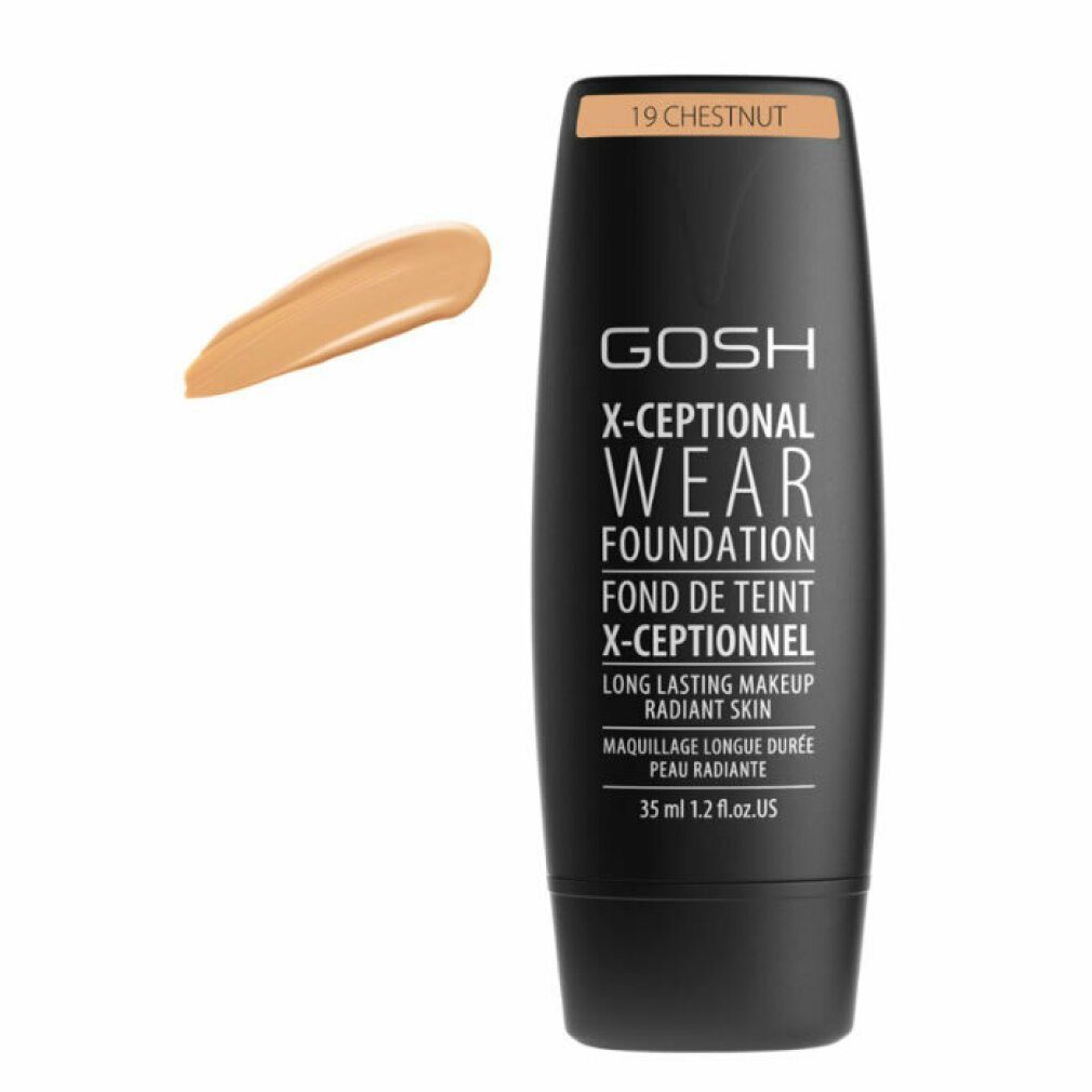 GOSH Foundation X-Ceptional Wear Foundation Long Lasting Makeup 19 Chestnut 35ml