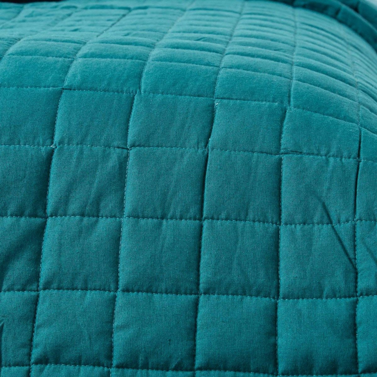 Plaid Gesteppte Tagesdecke aus 100% Baumwolle, petrol/hellblau, 200 x 200 cm, Homescapes