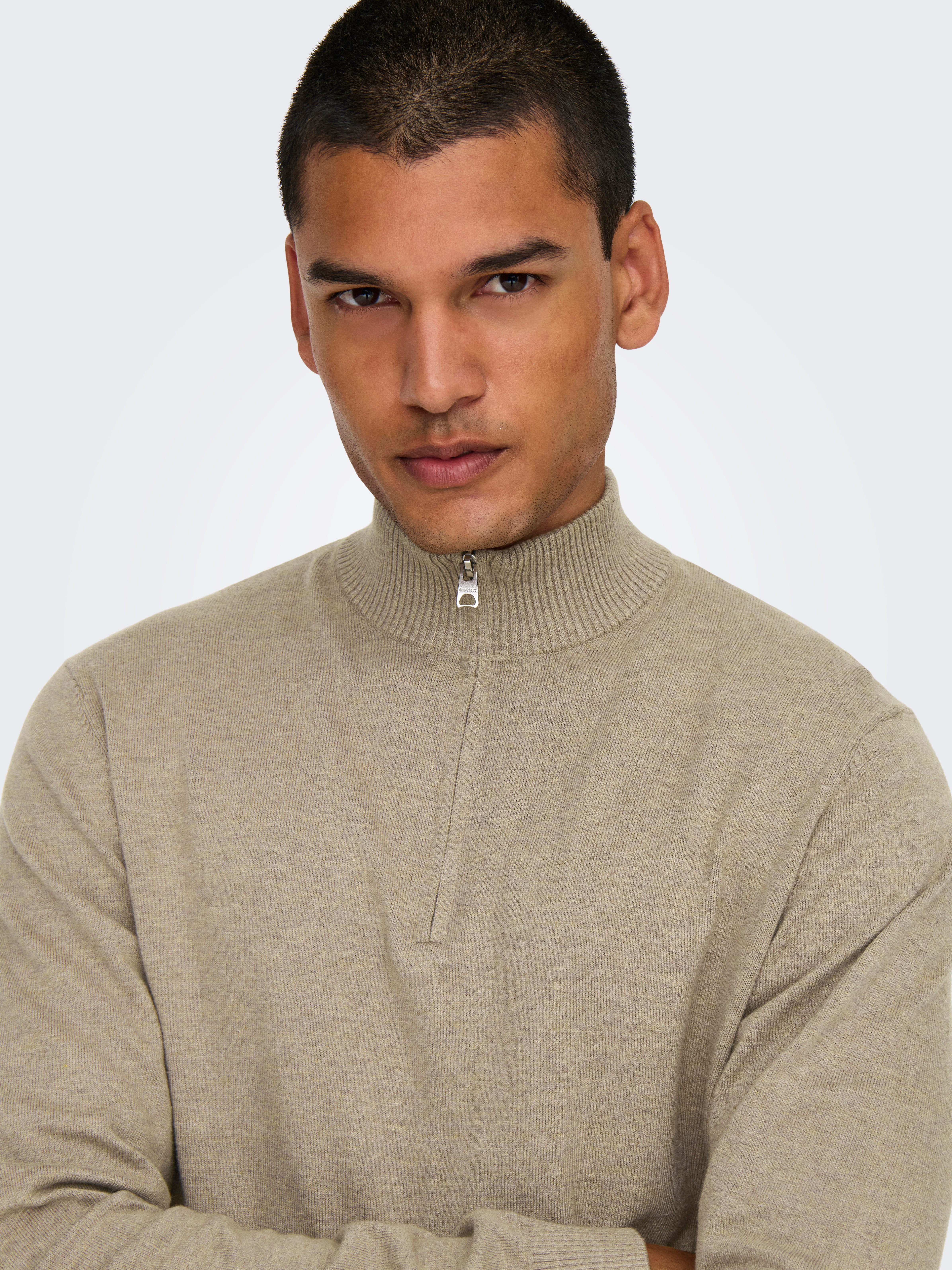 ONLY & SONS Troyer ONSLOUI REG 12 MEL HALF ZIP KNIT NOOS