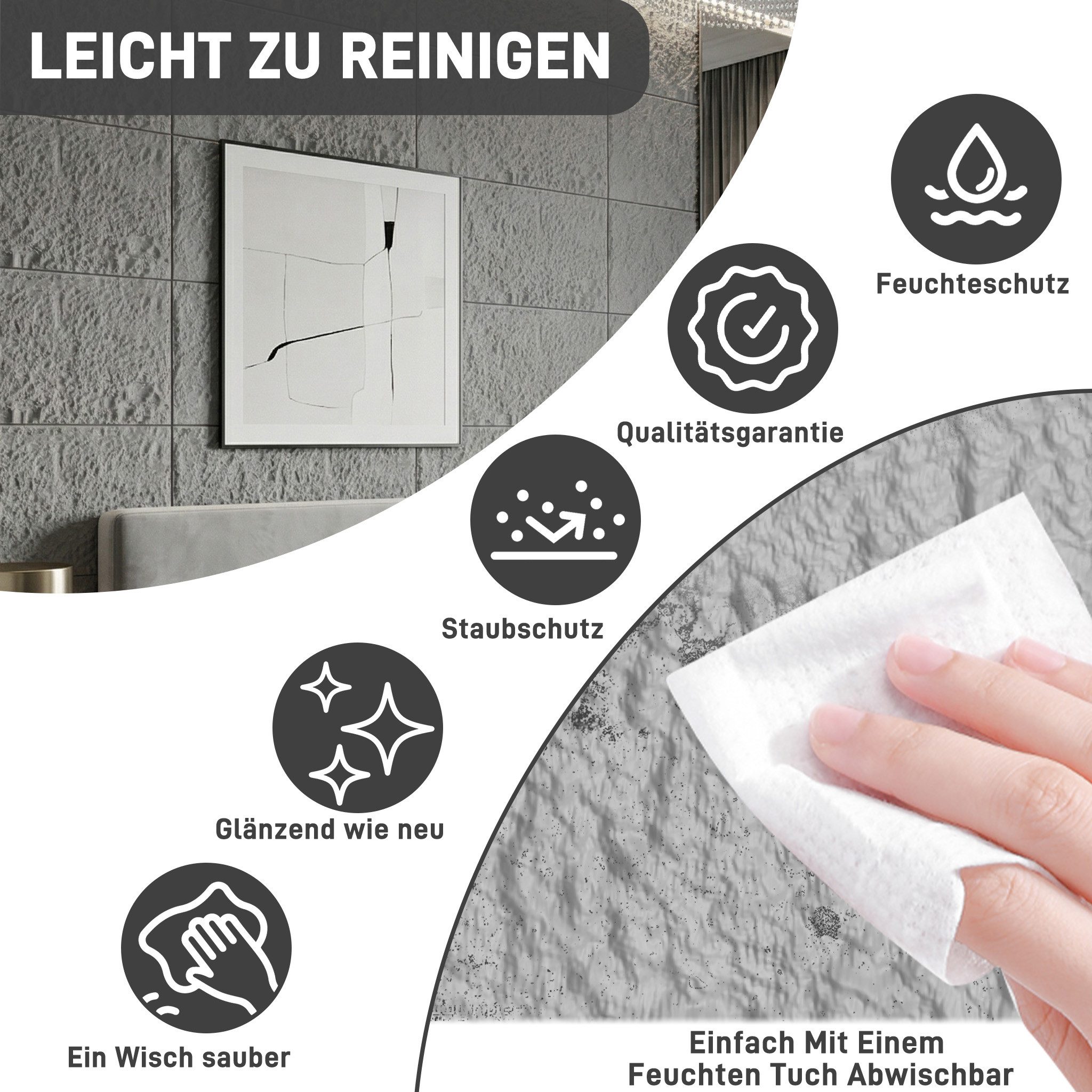 FIVMEN 3D Wandpaneel 120x60 cm Steinoptik Polystyrol 3cm dick Leichte Deckenpaneele, (2-tlg) für Wohnzimmer Küche Bad Schlafzimmer, 2 Stück/3 Stück – Bild 3 von 5