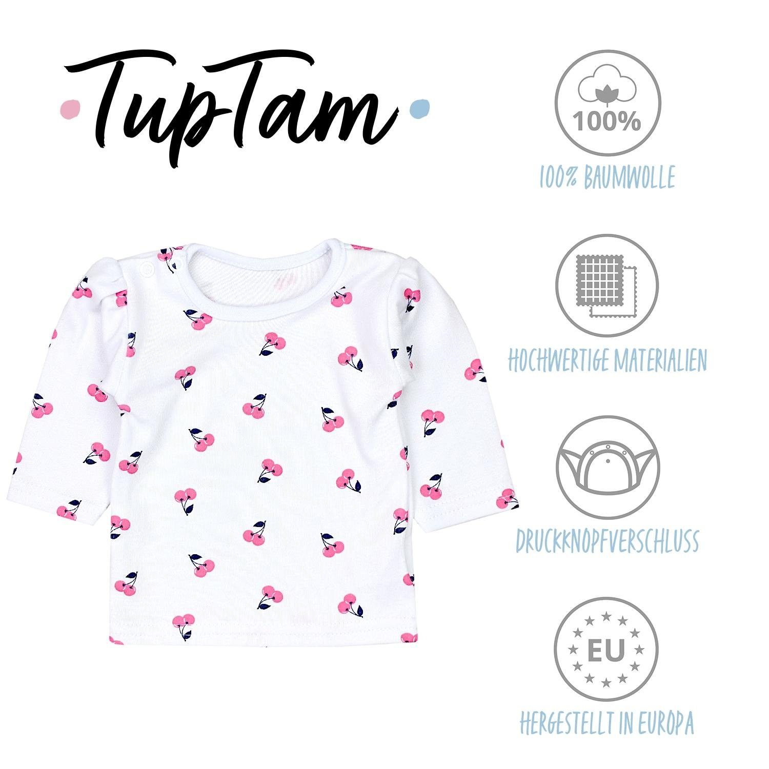 Langarmshirt Lila Set Punkte 5er Kirschen Gestreift TupTam TupTam Langarmshirt Streifen Rosa Baby Mädchen Blumen Dunkelblau