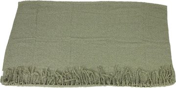 Wohndecke Kuscheldecke "Olivgrün" in Weboptik, 152x127 cm, Sofadecke mit Fransen, Dekoleidenschaft, kuschelige Couchdecke, Sofaüberwurf, Überwurfdecke, Plaid, Decke