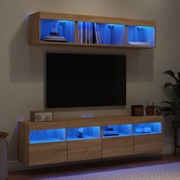 vidaXL TV-Schrank 5-tlg. Wohnwand mit LED-Beleuchtung Sonoma-Eiche Holzwerkstoff (1-St)